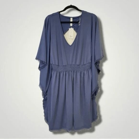Swim by Cacique size 26/28 (4X) blue swim cover up dress Boho trim, Lane Bryant - Picture 3 of 3
